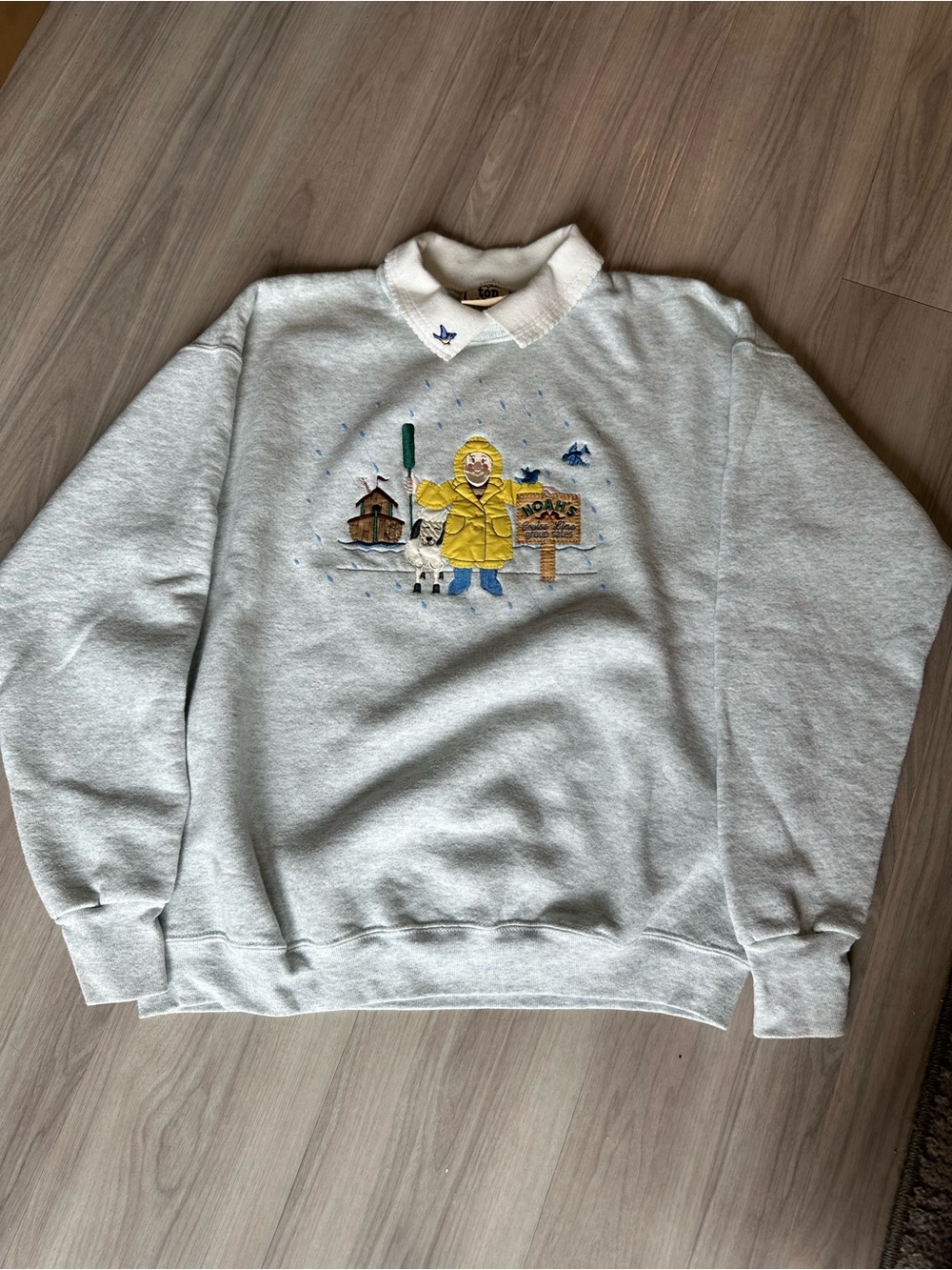 vintage 90s Morning Sun "Noah's Ark" collared graphic sweatshirt with embroidery